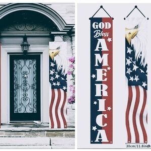 NEW* (2) Patriotic/USA/God Bless/America/Eagle- Flag/Banners/Sign Vertical